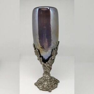 Ballena Bay Pewter Floral grapes Stem Goblet Wine Glass 1989